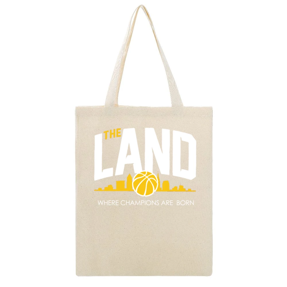 The Land Where Champions Are Born Cool Graphic Cleveland Basketball Ca Beige Canvas Tote Shopping Bag