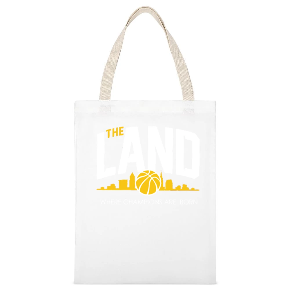 The Land Where Champions Are Born Cool Graphic Cleveland Basketball Ca White Canvas Tote Shopping Bag