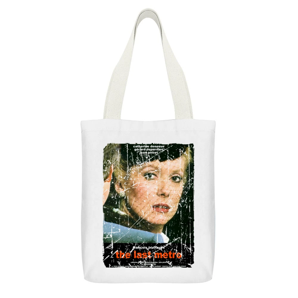 The Last Metro Movie Poster Retro Aged Look White Canvas Tote Shopping Bag With Interior Pocket