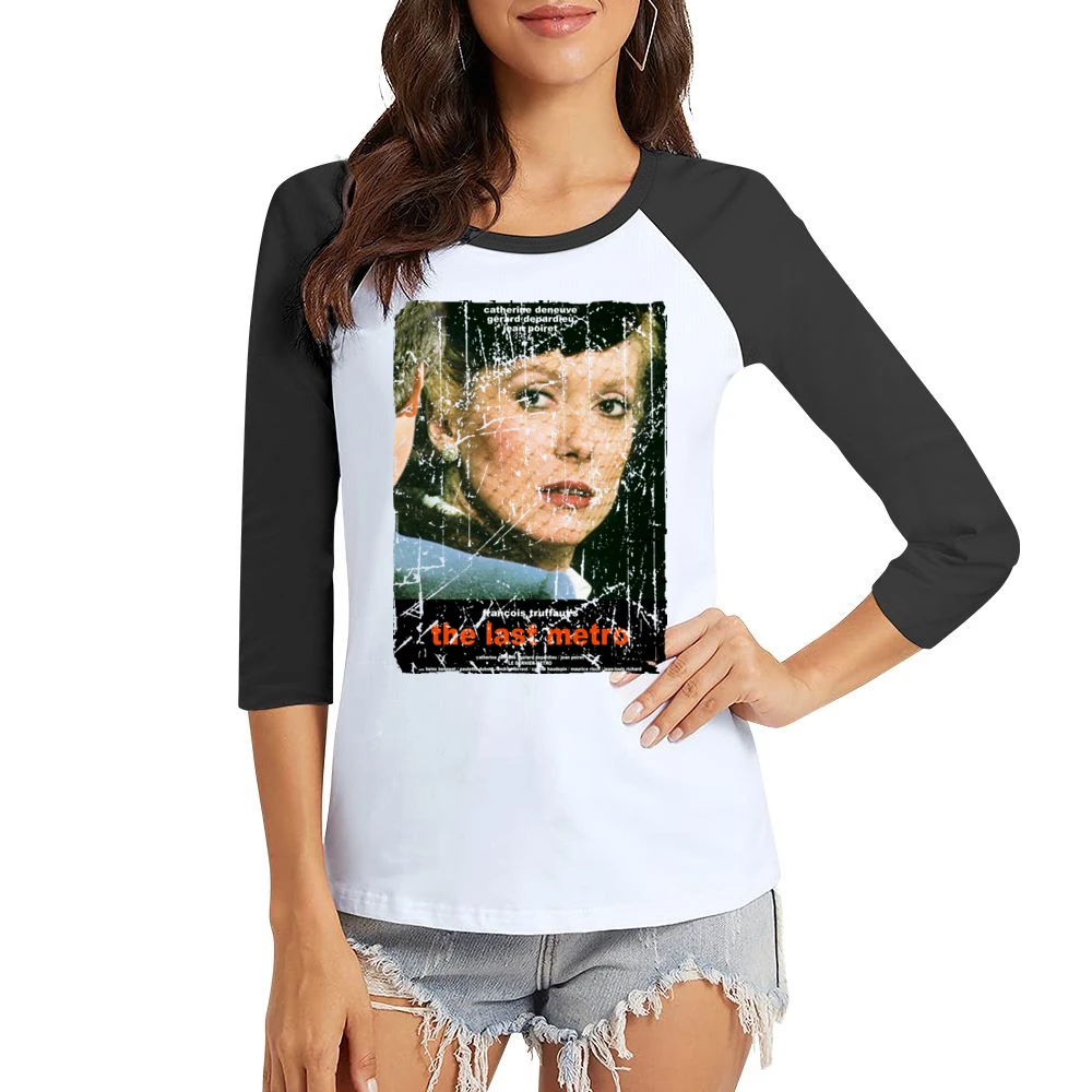 The Last Metro Movie Poster Retro Aged Look Women Ladies 3-4 Sleeve T-Shirt