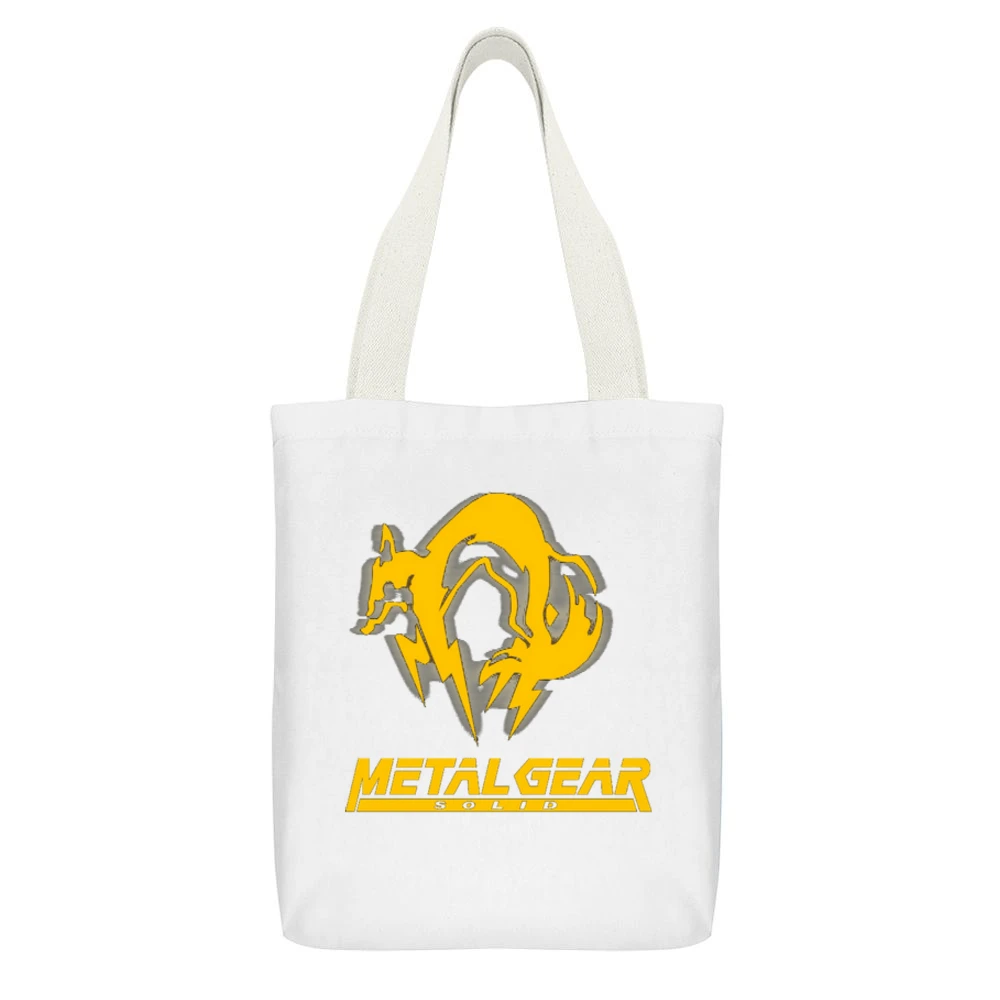 The Metal Gear Special force foxhound fox hound video games White Canvas Tote Shopping Bag With Interior Pocket
