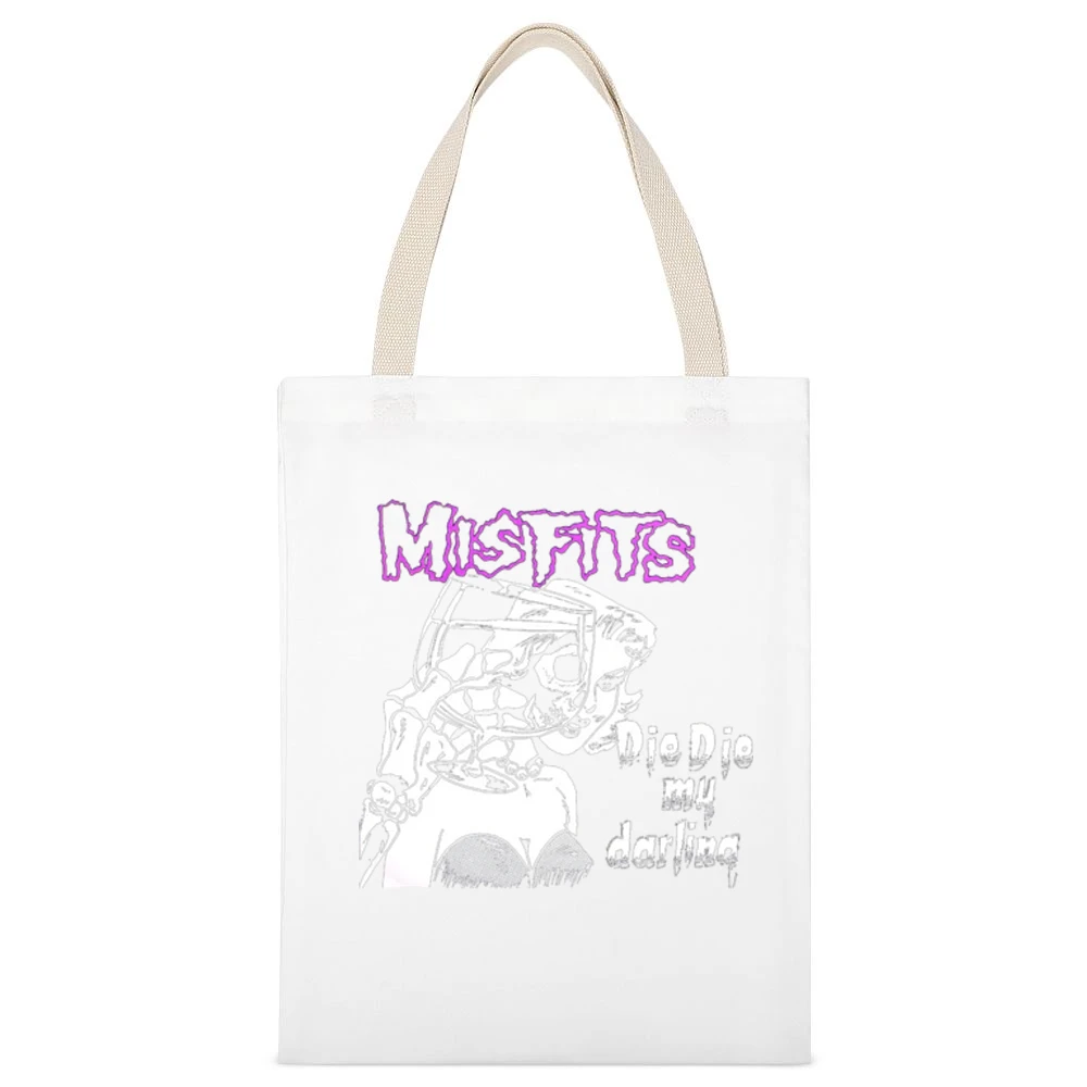 The Misfits Die Die My Darling White Canvas Tote Shopping Bag
