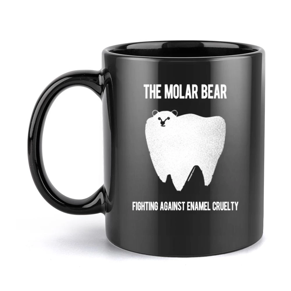 The Molar Bear Funny Enamel Cruelty Graphic Tee Shirt Black Mug