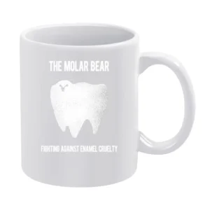 The Molar Bear Funny Enamel Cruelty Graphic Tee Shirt White Mug