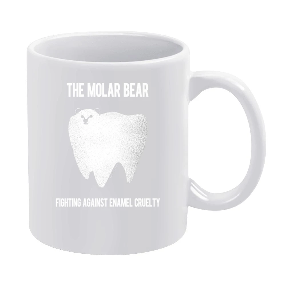 The Molar Bear Funny Enamel Cruelty Graphic Tee Shirt White Mug