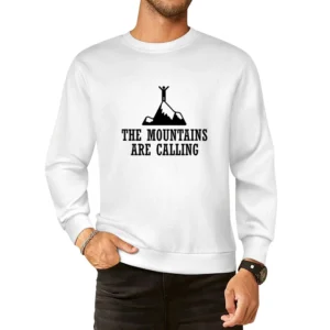 The Mountains Are Calling Fun Adventure Wanderlust Graphic European Size Pullover Sweater