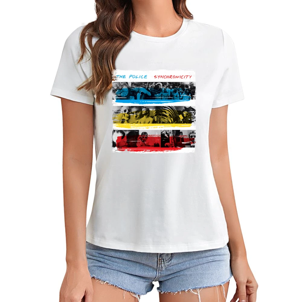 The Police Synchronicity Album Cover Distressed Image Asian Size Women Ladies T-shirt