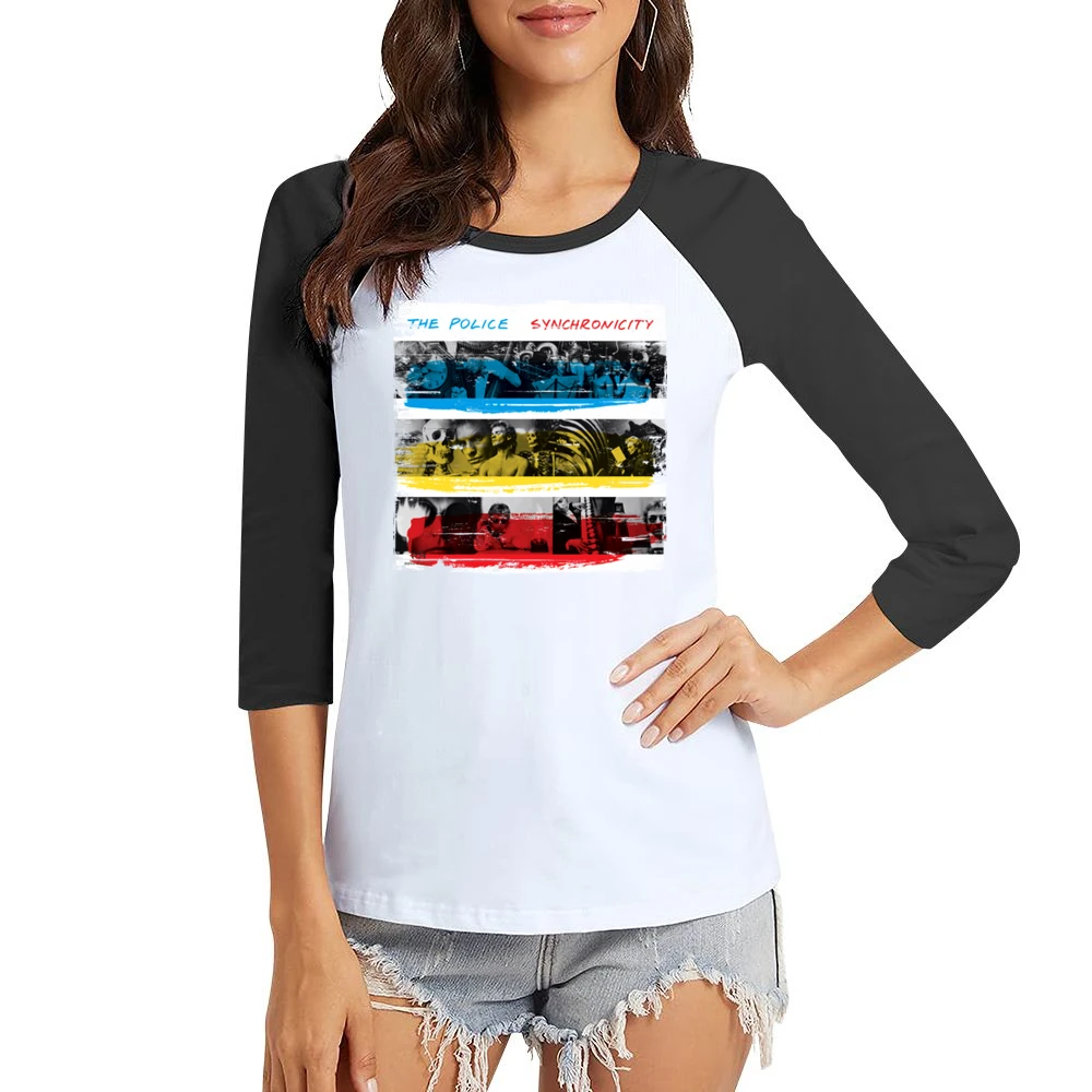 The Police Synchronicity Album Cover Distressed Image Women Ladies 3-4 Sleeve T-Shirt
