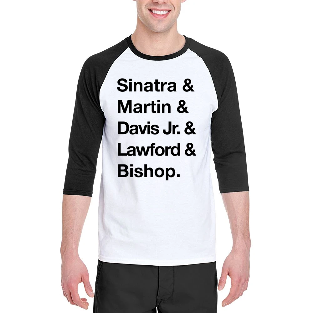 The Rat Pack Sinatra Martin Davis Jr Lawford Bishop 60s Black Men 3/4 Sleeve T-Shirt