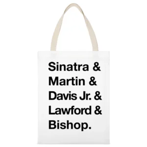 The Rat Pack Sinatra Martin Davis Jr Lawford Bishop 60s Black White Canvas Tote Shopping Bag