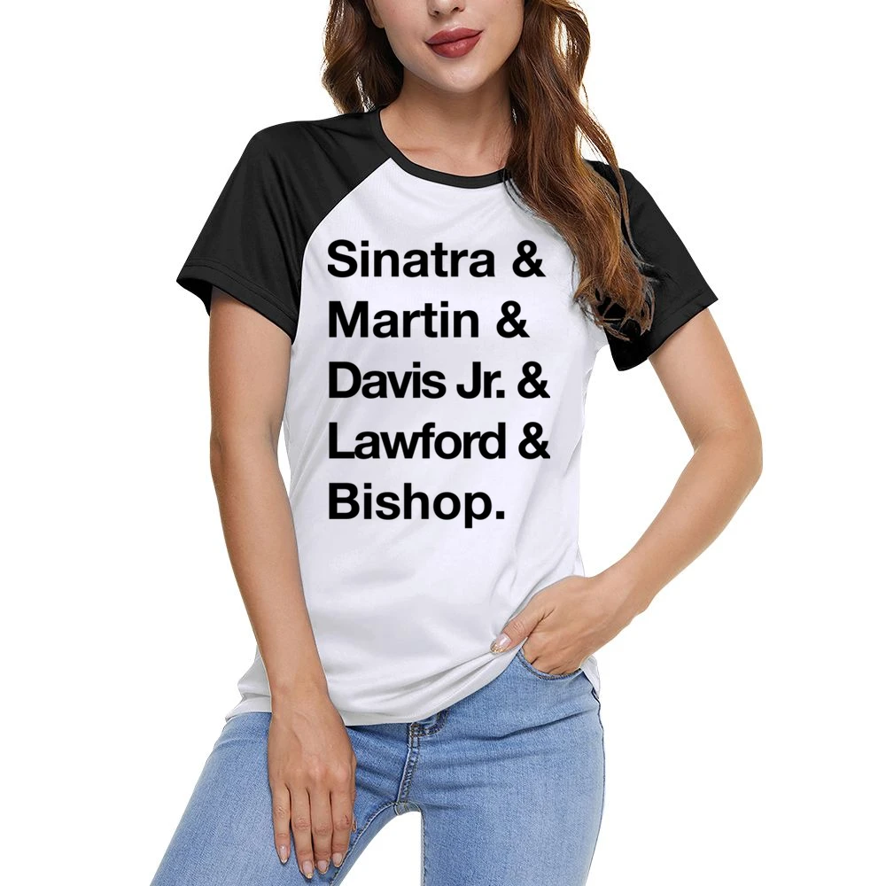 The Rat Pack Sinatra Martin Davis Jr Lawford Bishop 60s Black Women Ladies Short Sleeve T-Shirt