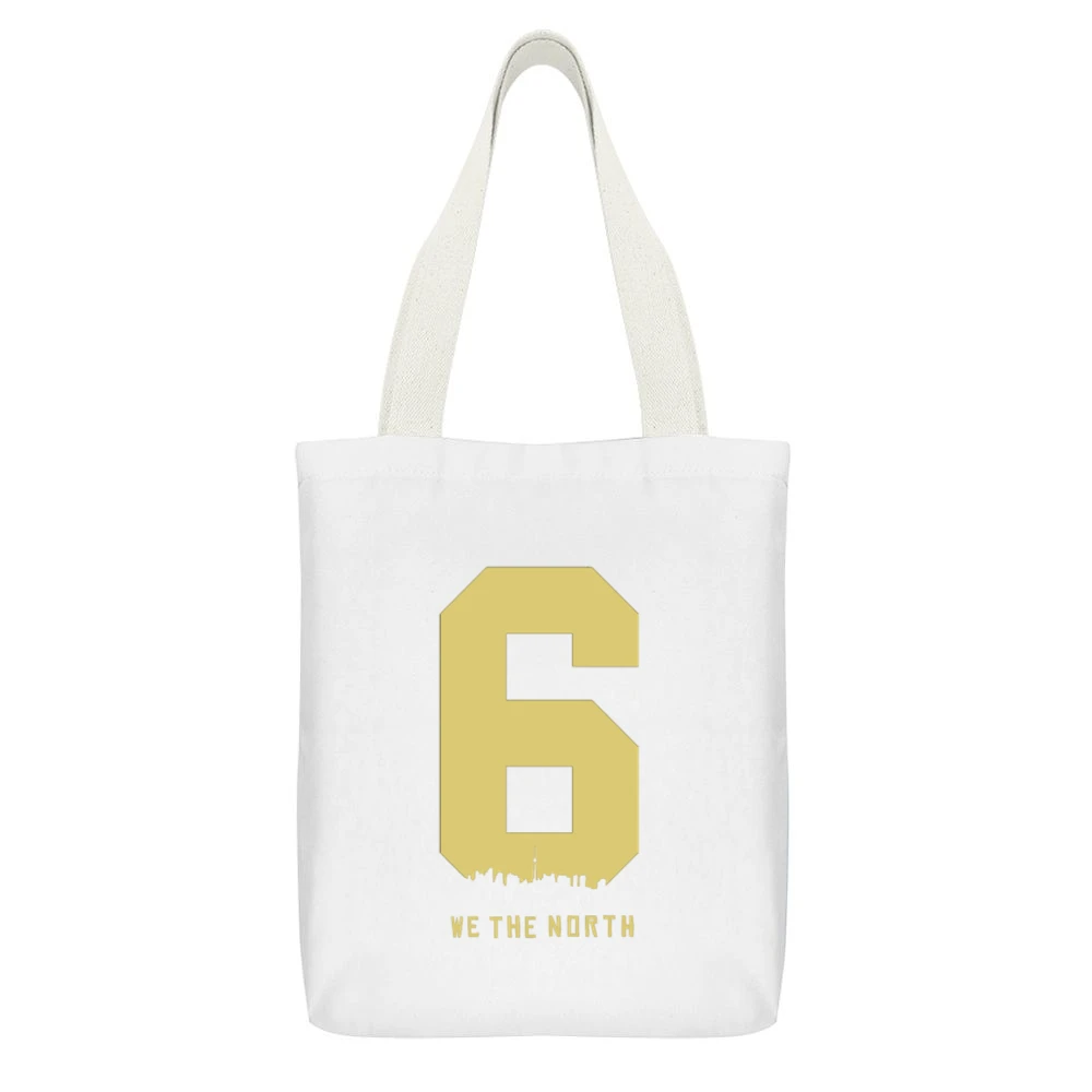 The Six We The North Tank Tanktop White Canvas Tote Shopping Bag With Interior Pocket