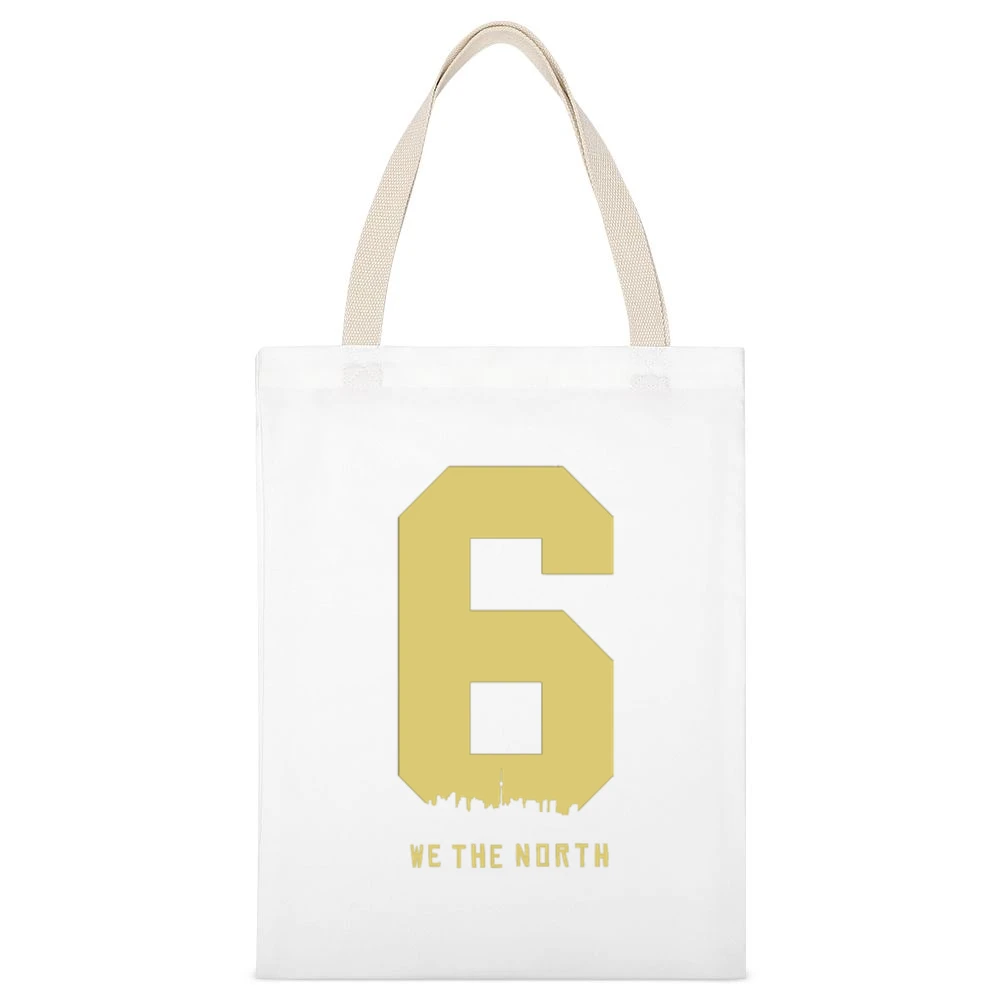 The Six We The North Tshirt White Canvas Tote Shopping Bag