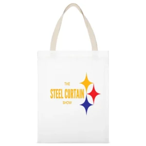 The Steel Curtain Show Pittsburgh Football White Canvas Tote Shopping Bag