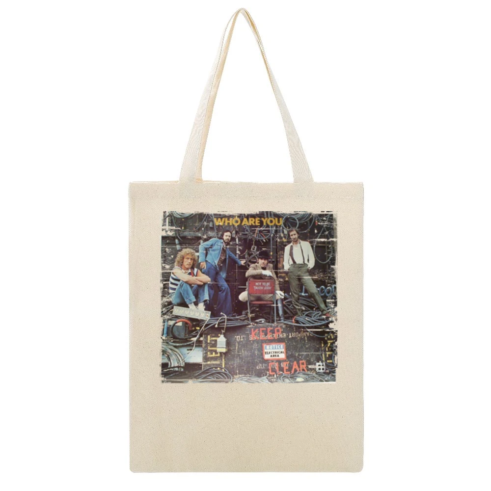The Who Who Are You Album Cover Distressed Image Beige Canvas Tote Shopping Bag
