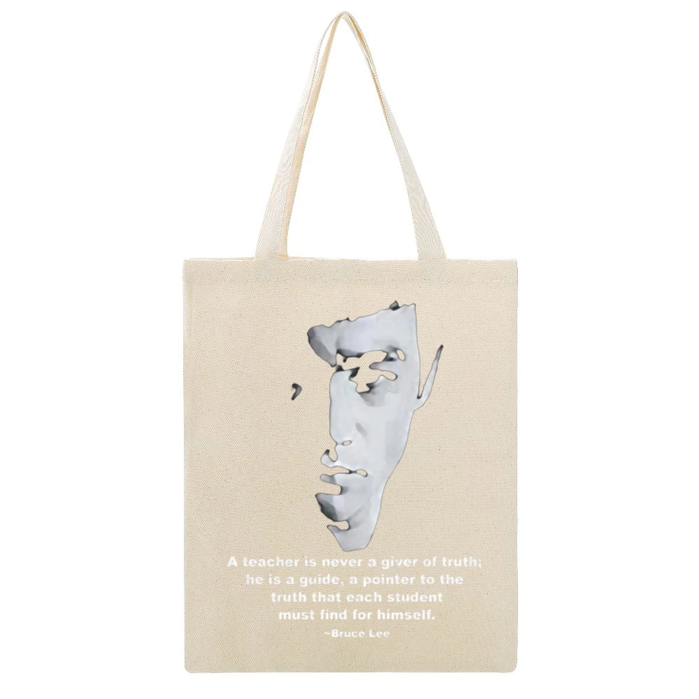 The legend martial artist bruce lee jet kundo teacher quotes Beige Canvas Tote Shopping Bag