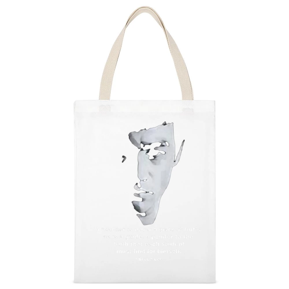 The legend martial artist bruce lee jet kundo teacher quotes White Canvas Tote Shopping Bag