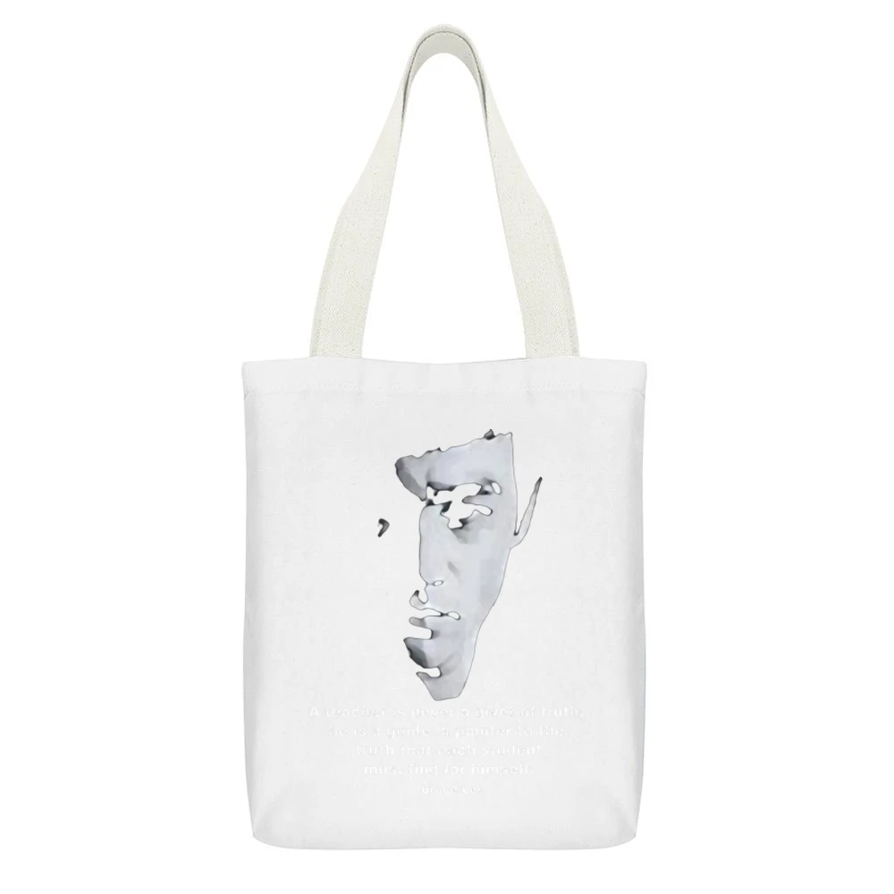 The legend martial artist bruce lee jet kundo teacher quotes White Canvas Tote Shopping Bag With Interior Pocket