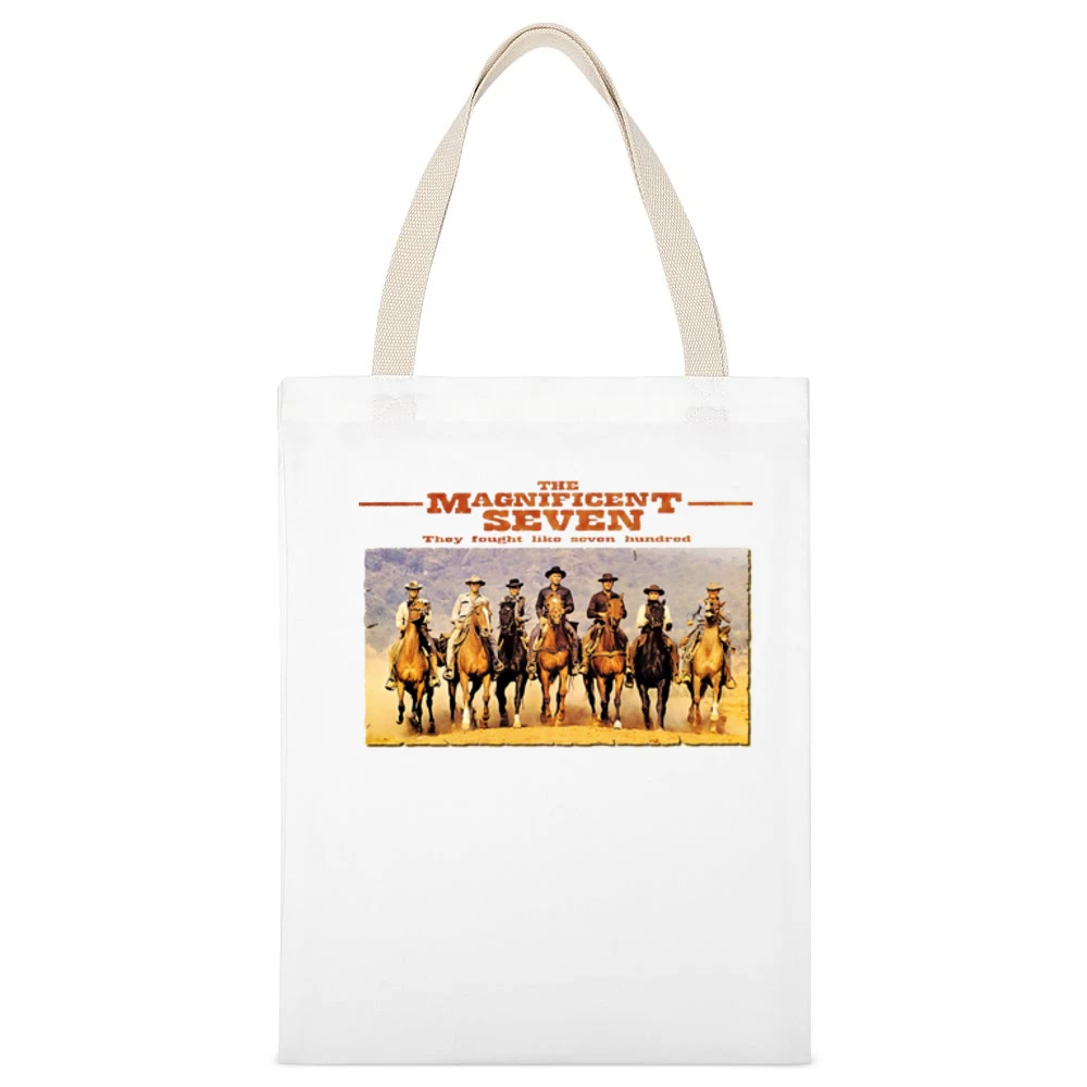 The magnificent sevent White Canvas Tote Shopping Bag