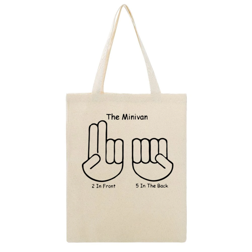 The minivan hand sign two in front five in the back Beige Canvas Tote Shopping Bag