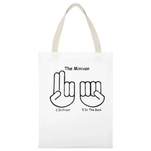 The minivan hand sign two in front five in the back White Canvas Tote Shopping Bag
