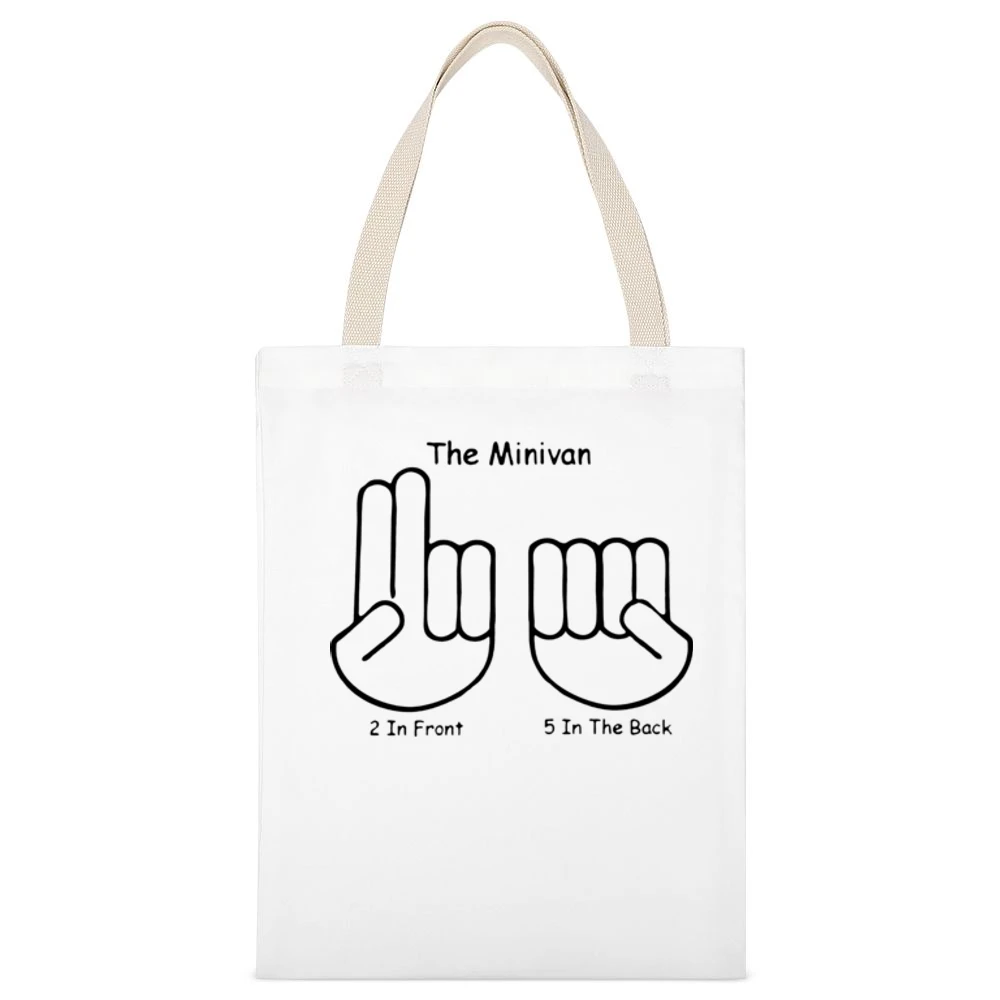 The minivan hand sign two in front five in the back White Canvas Tote Shopping Bag