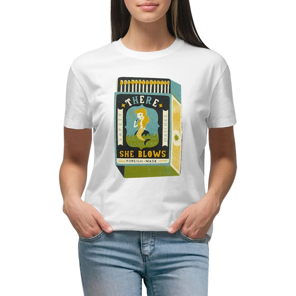 There she blows funny matchbox mermaid foreign made Premium Women Ladies T-shirt