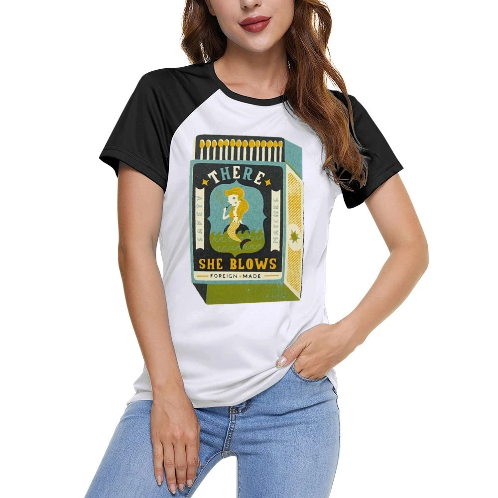 There she blows funny matchbox mermaid foreign made Women Ladies Short Sleeve T-Shirt