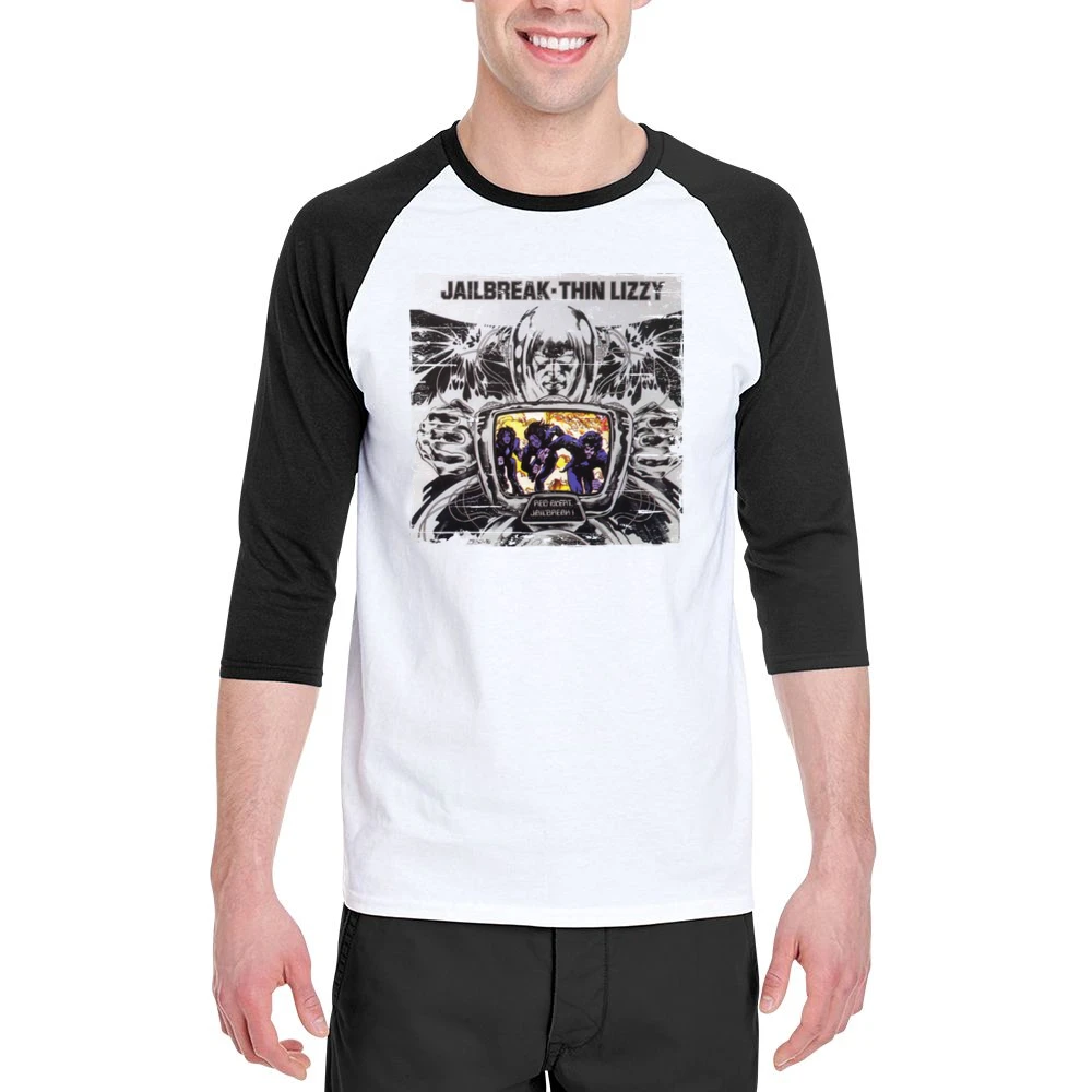 Thin Lizzy Jailbreak Album Cover Distressed Image Men 3/4 Sleeve T-Shirt