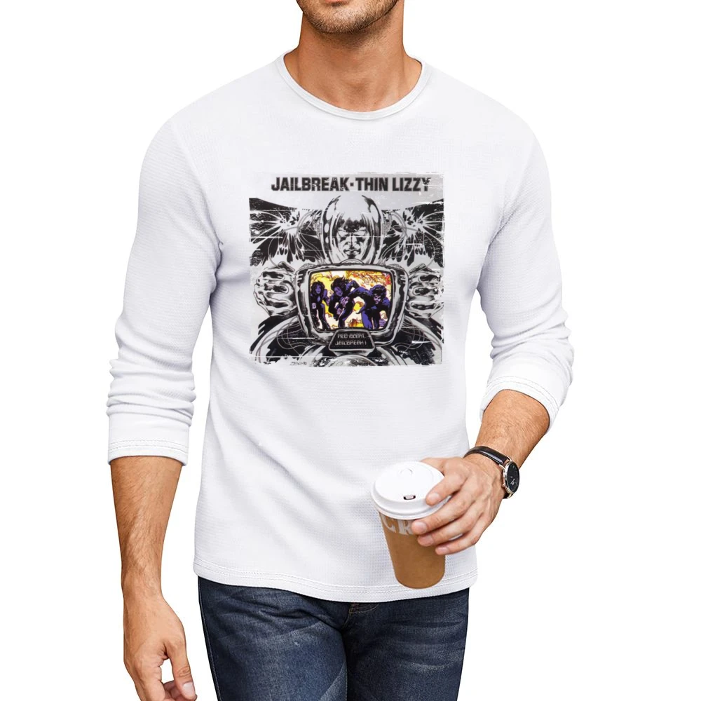 Thin Lizzy Jailbreak Album Cover Distressed Image Men CrewNeck Long Sleeve T-Shirt