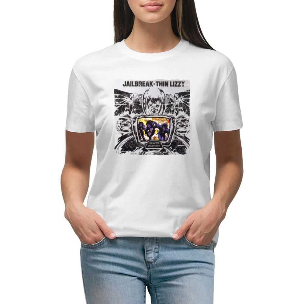 Thin Lizzy Jailbreak Album Cover Distressed Image Premium Women Ladies T-shirt