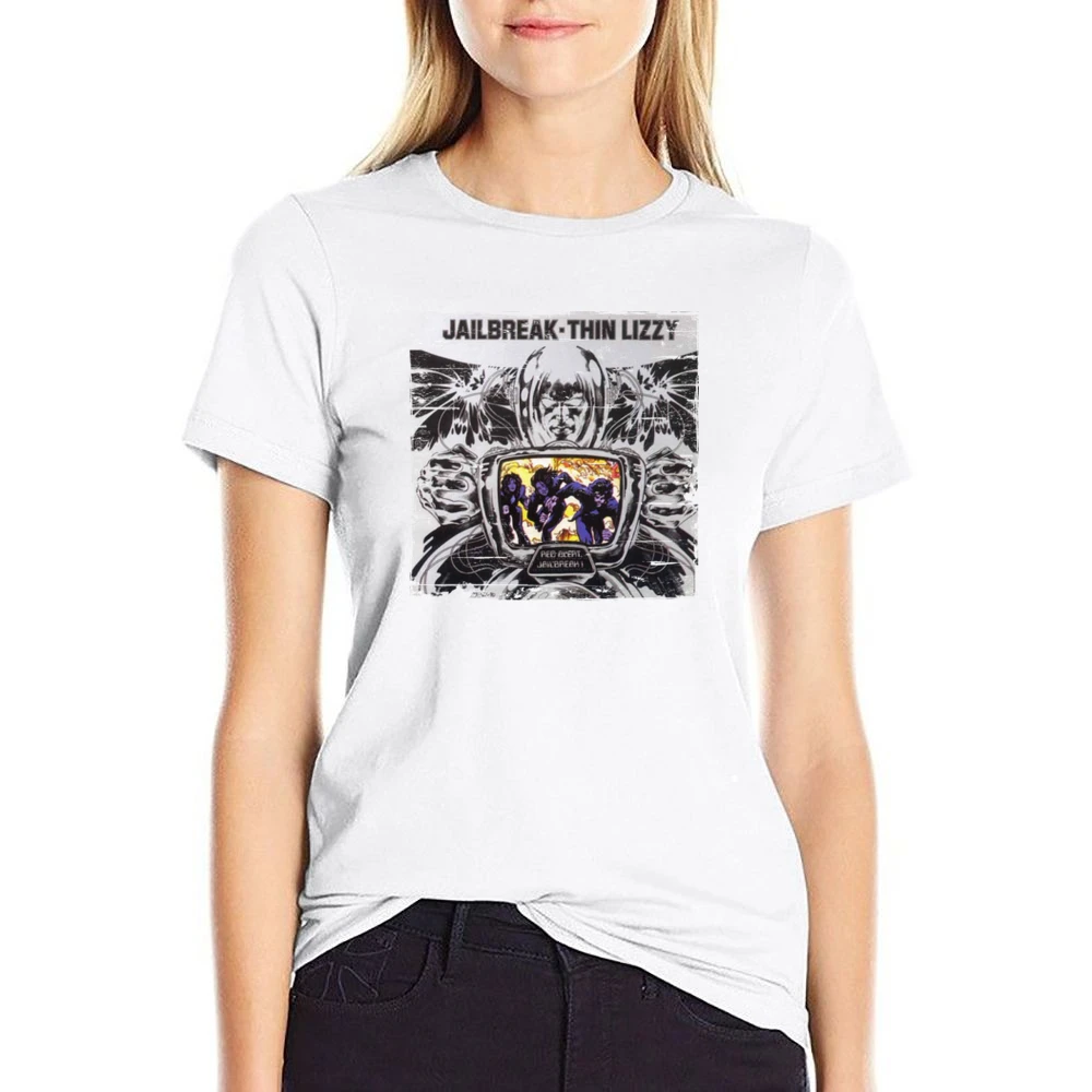 Thin Lizzy Jailbreak Album Cover Distressed Image US Size Women Ladies T-shirt