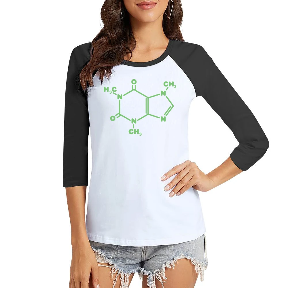 Think Caffeine Big Bang Theory TV Women Ladies 3-4 Sleeve T-Shirt