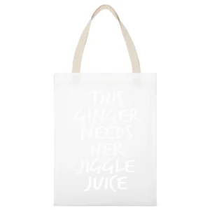 This Ginger Needs Her Jiggle Juice Pitch Perfect Quote Funny White Canvas Tote Shopping Bag