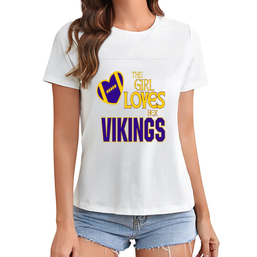 This Girl Loves Her Vikings Tshirt (all Sytles And Colors Available) Asian Size Women Ladies T-shirt