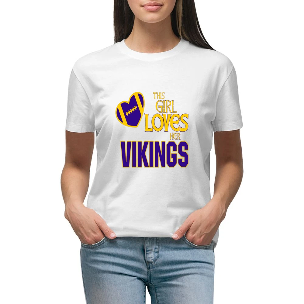 This Girl Loves Her Vikings Tshirt (all Sytles And Colors Available) Premium Women Ladies T-shirt