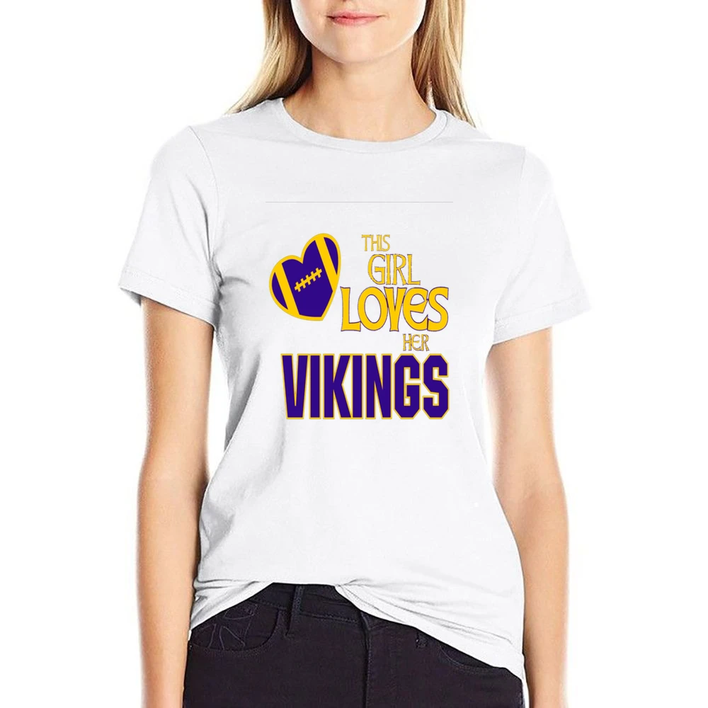 This Girl Loves Her Vikings Tshirt (all Sytles And Colors Available) US Size Women Ladies T-shirt