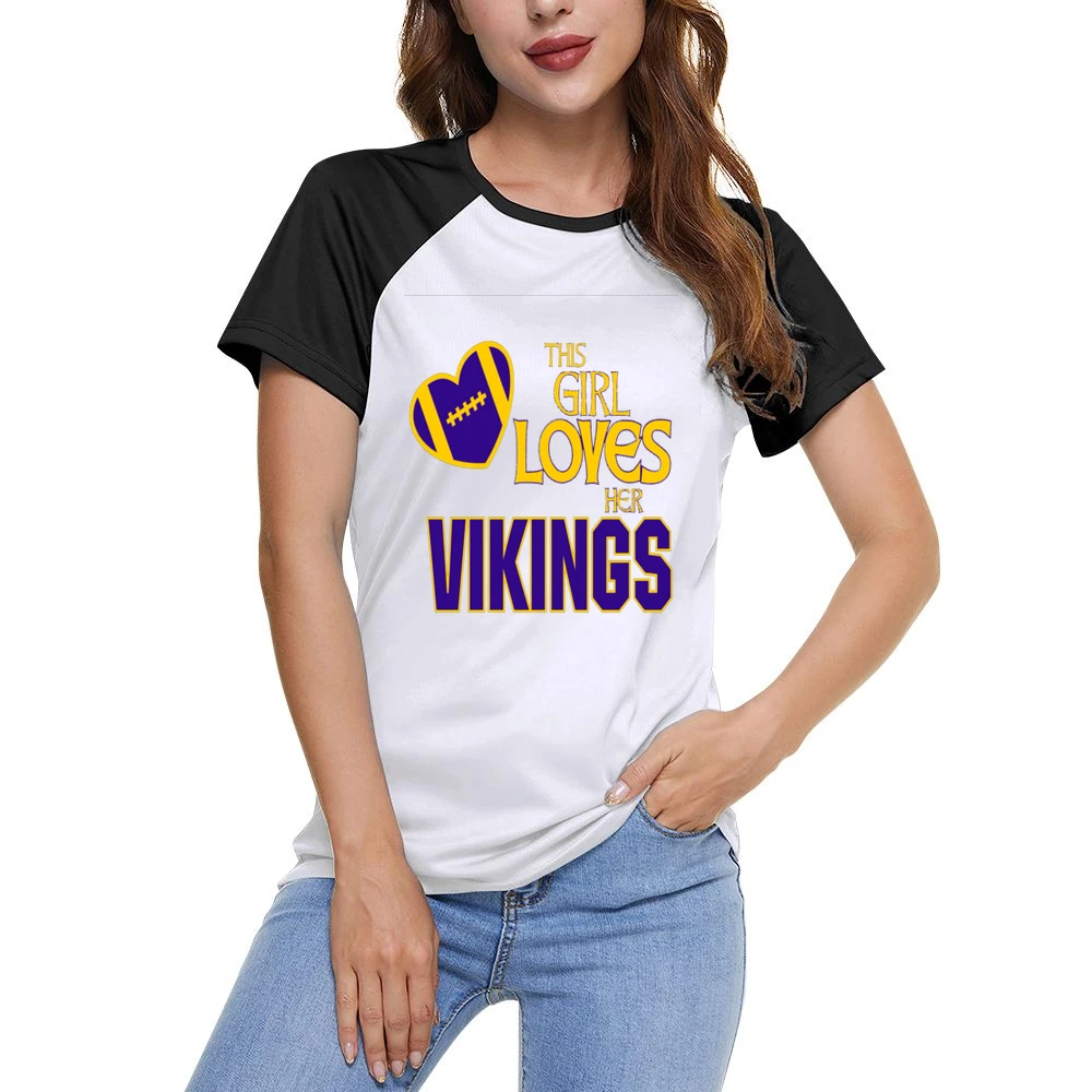 This Girl Loves Her Vikings Tshirt (all Sytles And Colors Available) Women Ladies Short Sleeve T-Shirt