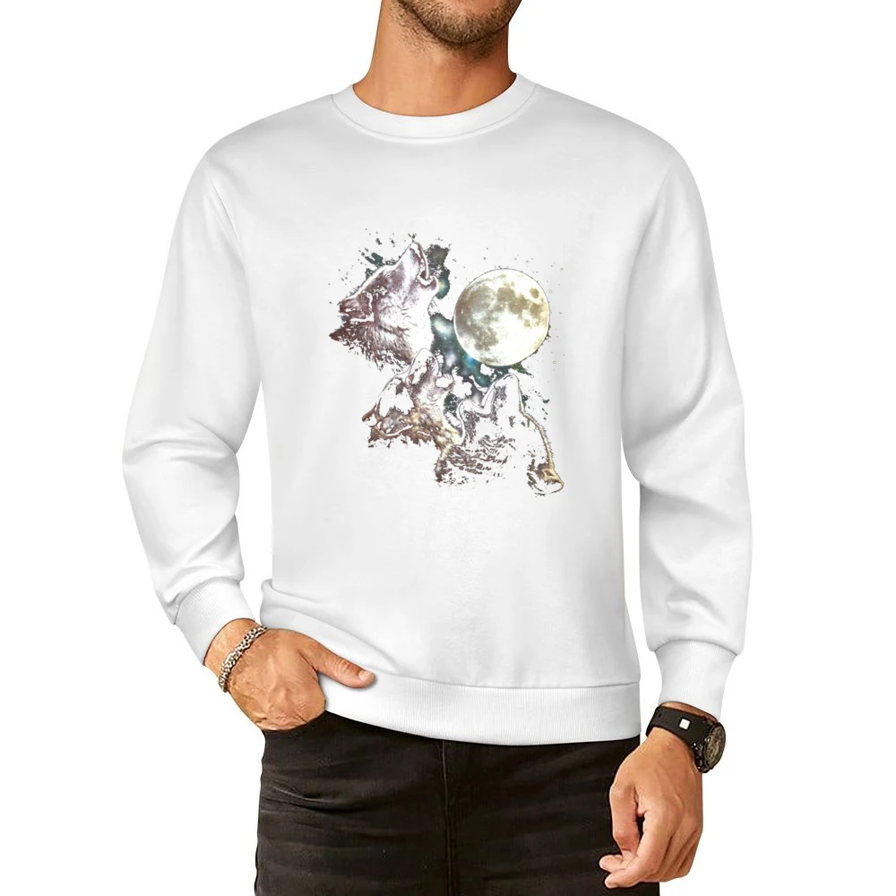 Three Wolf Moon Always Sunny In Philadelphia Graphic Wolves Tee Shirt European Size Pullover Sweater