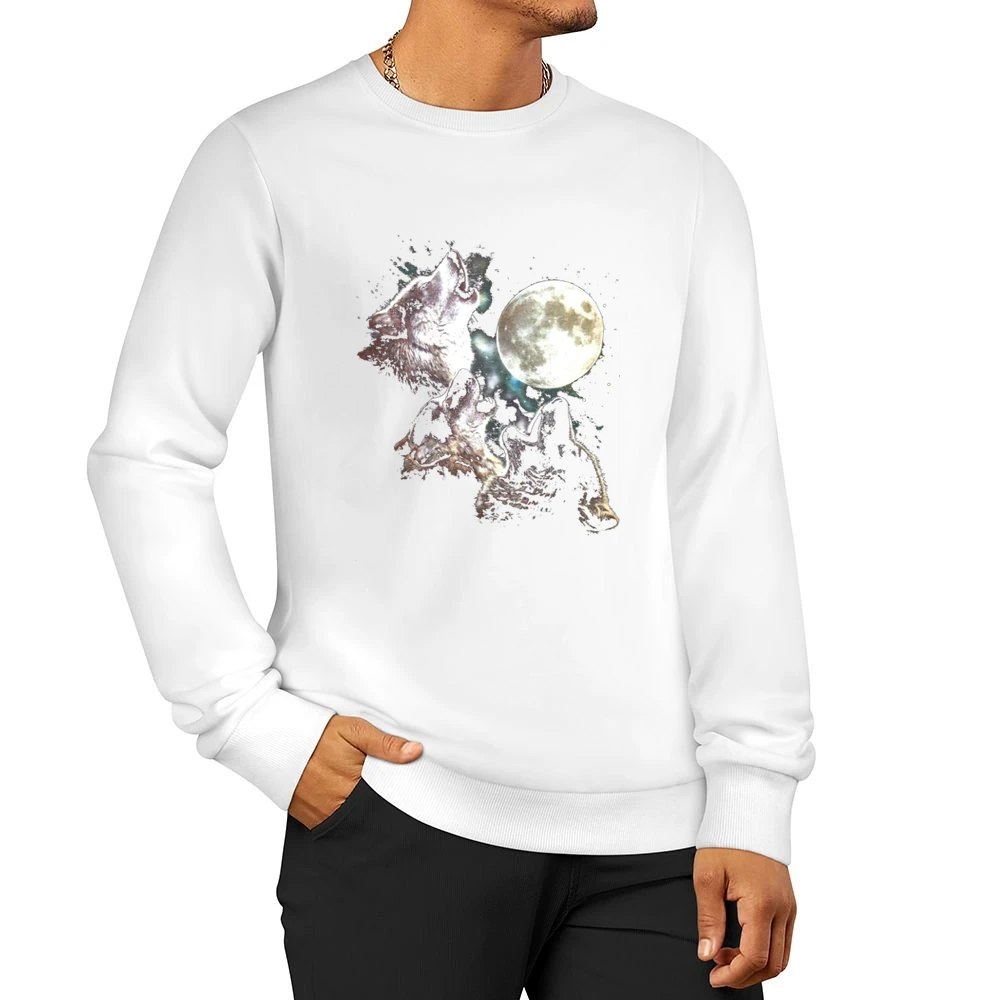 Three Wolf Moon Always Sunny In Philadelphia Graphic Wolves Tee Shirt Men Pullover Sweatshirt