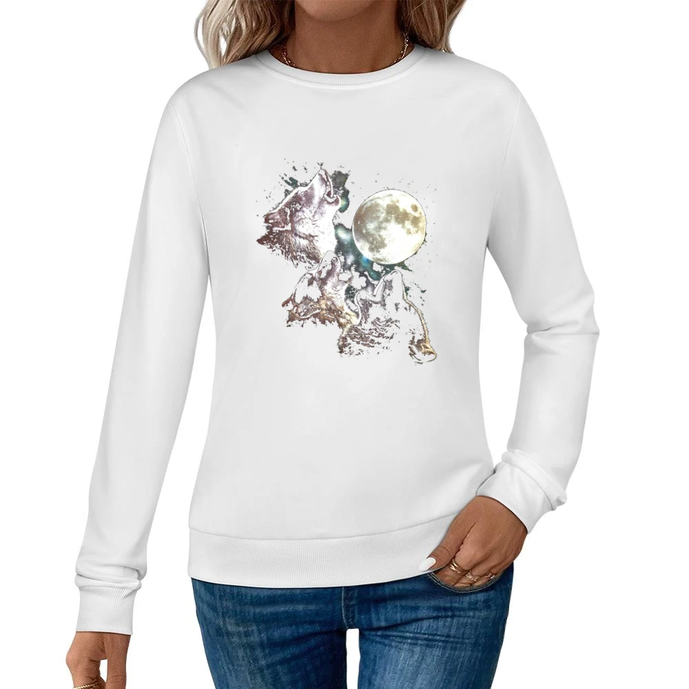 Three Wolf Moon Always Sunny In Philadelphia Graphic Wolves Tee Shirt Women Pullover Sweatshirt