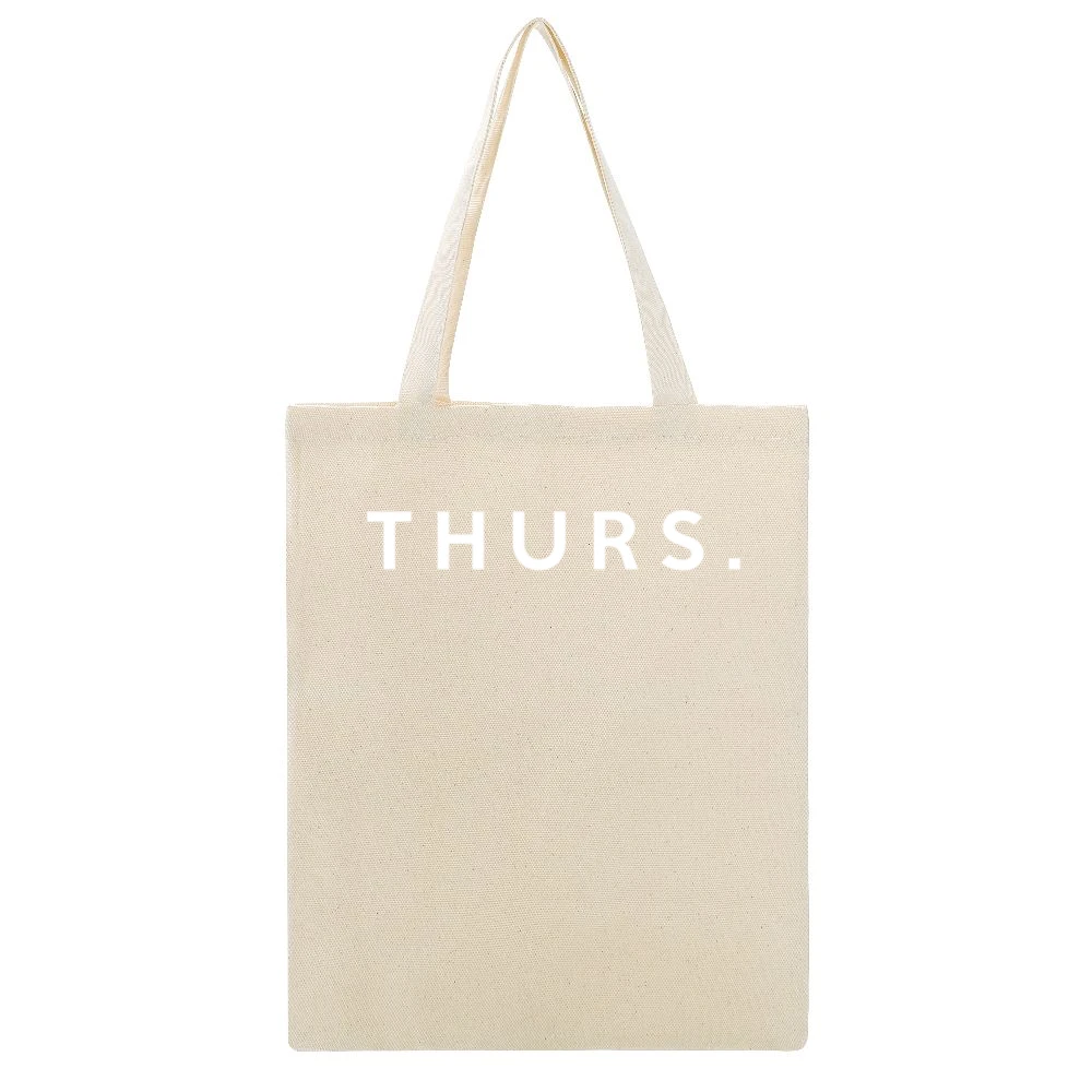 Thursday Fun Short Form Days Of The Week Popular Graphic Beige Canvas Tote Shopping Bag