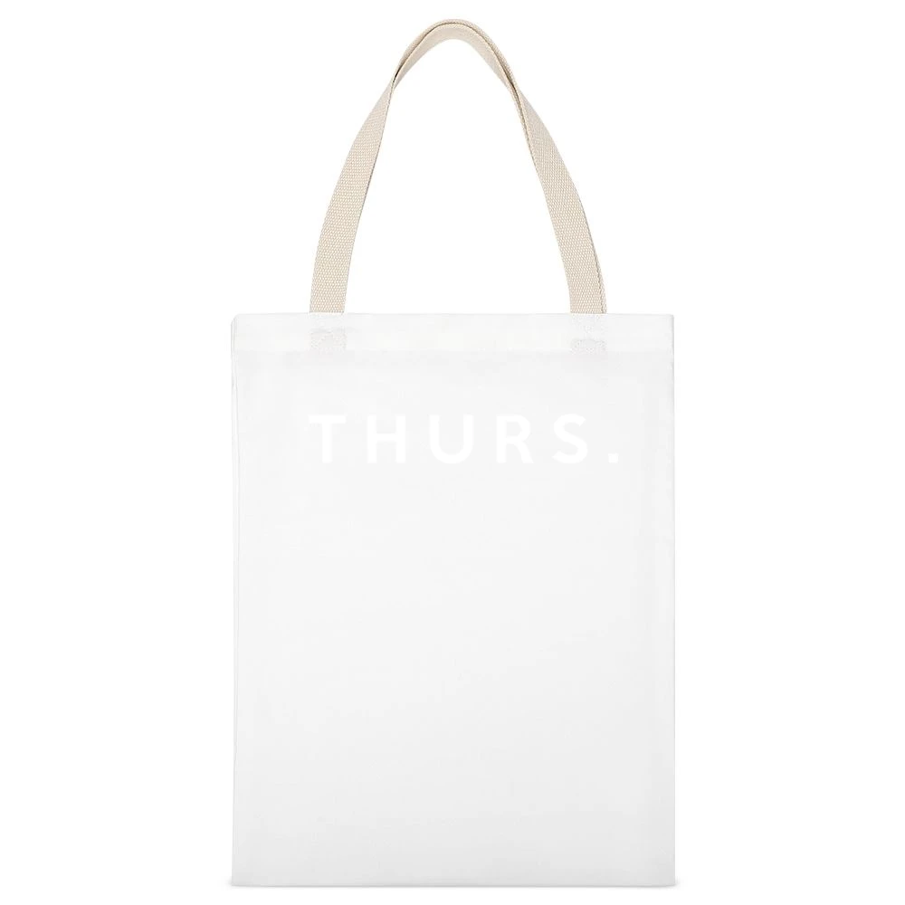 Thursday Fun Short Form Days Of The Week Popular Graphic White Canvas Tote Shopping Bag