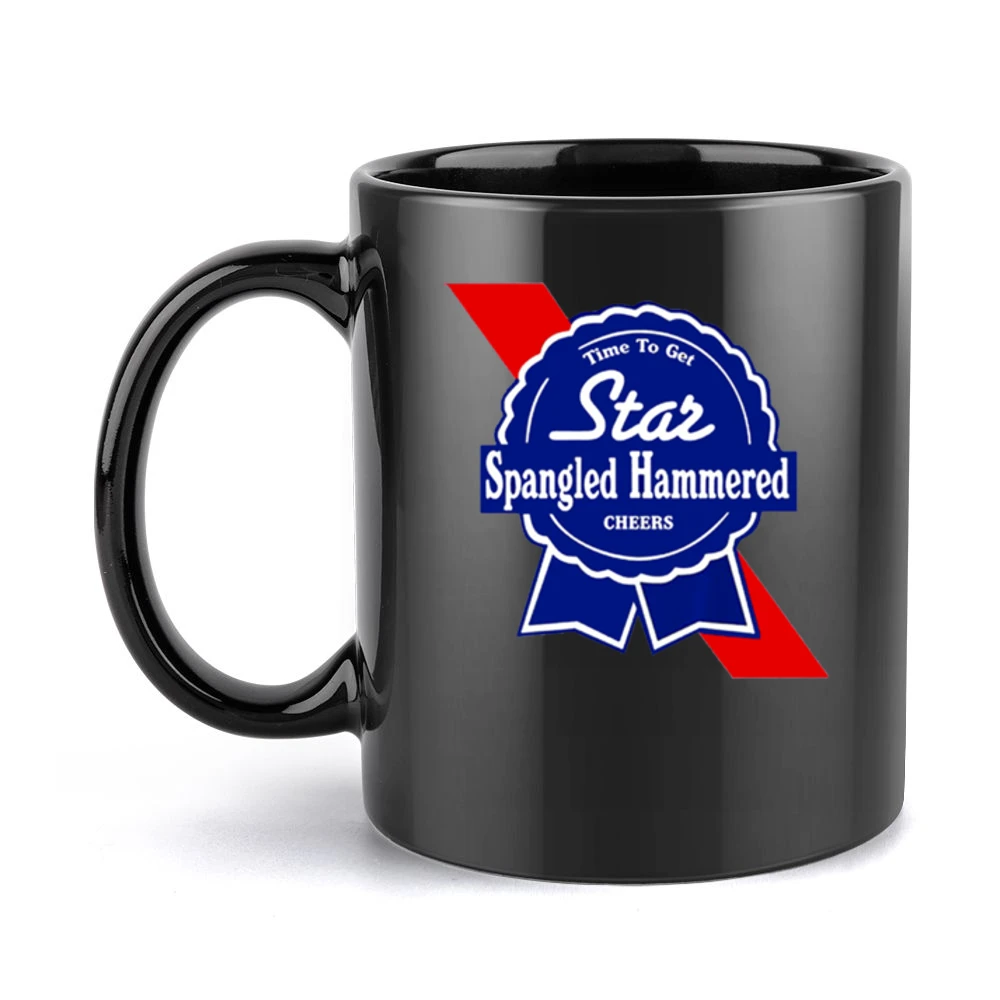 Time To Get Star Spangled Hammered Cheers July 4th PBR Party Parody Gr Black Mug