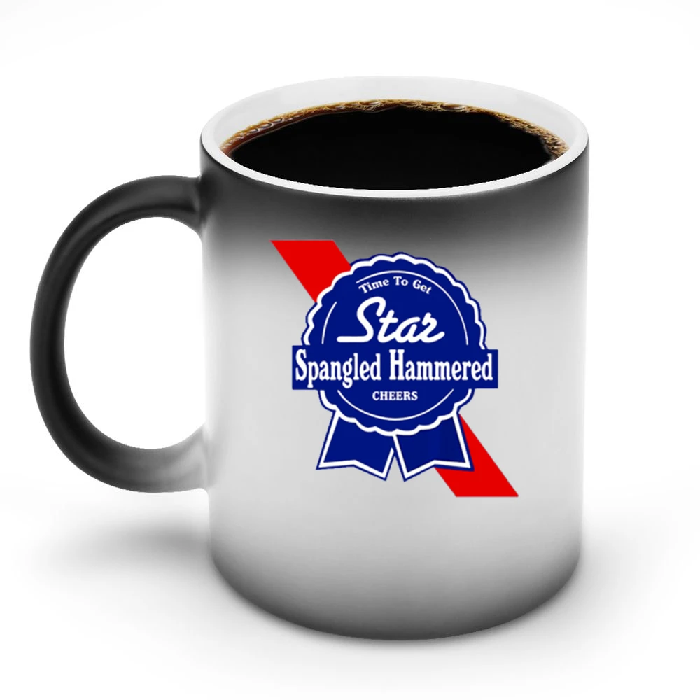 Time To Get Star Spangled Hammered Cheers July 4th PBR Party Parody Gr Discoloration Mug