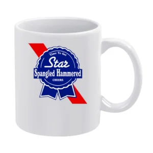Time To Get Star Spangled Hammered Cheers July 4th PBR Party Parody Gr White Mug