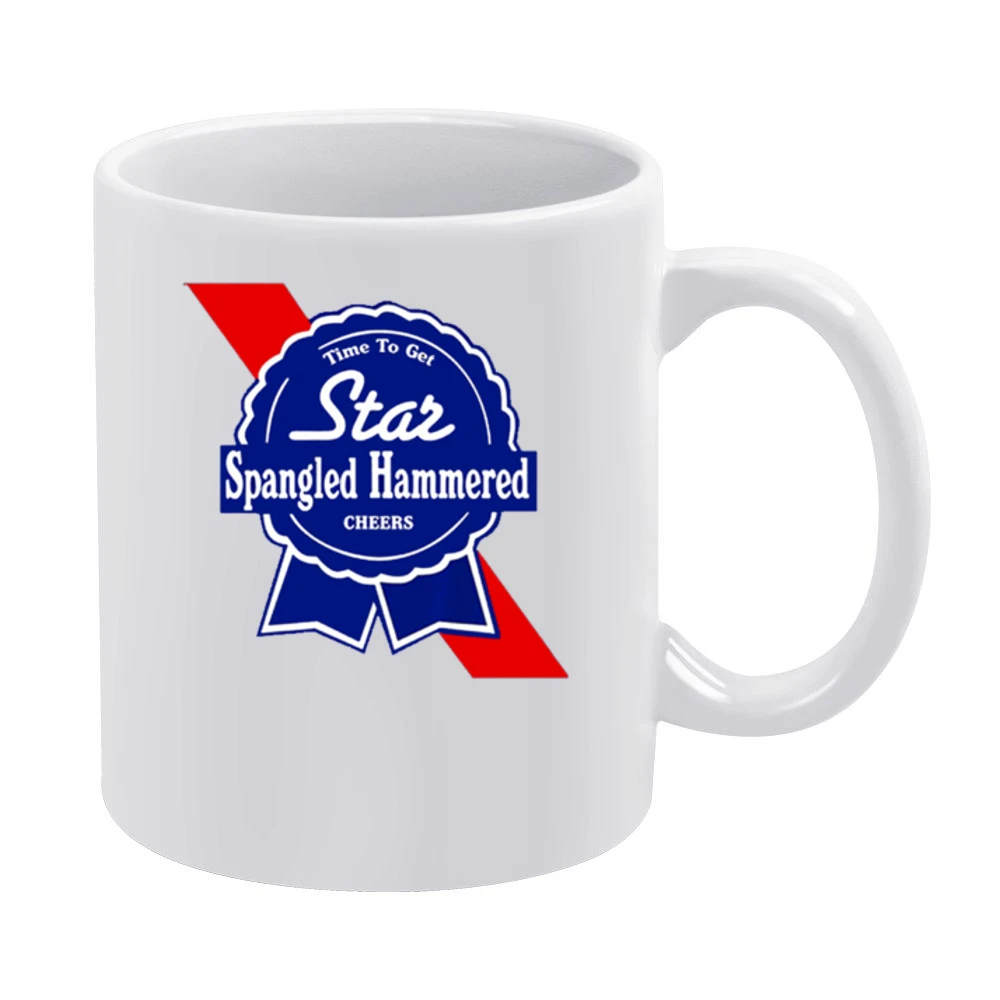 Time To Get Star Spangled Hammered Cheers July 4th PBR Party Parody Gr White Mug
