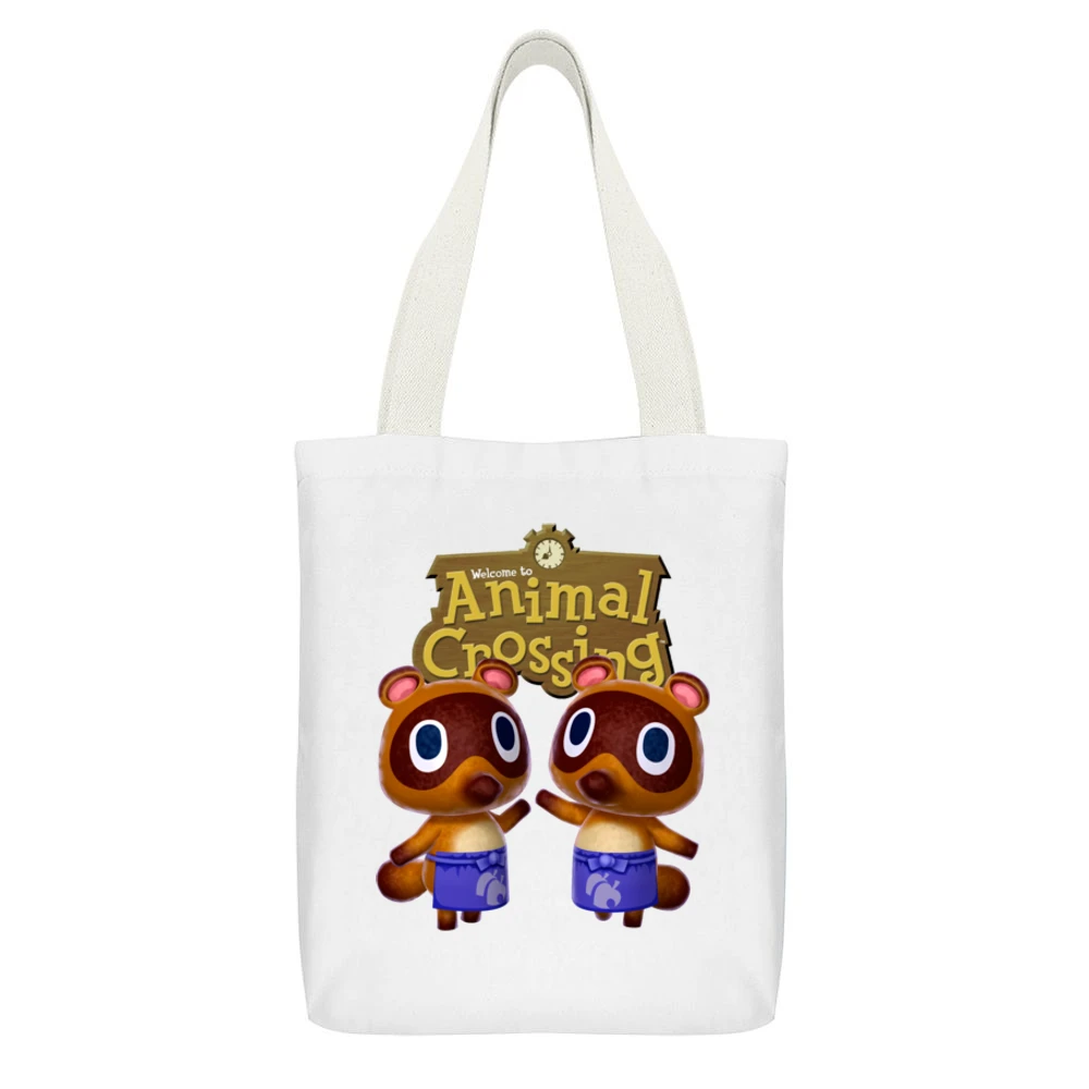 Timmy Tommy Nook From Animal Crossing Nintendo Video Game Fan White Canvas Tote Shopping Bag With Interior Pocket