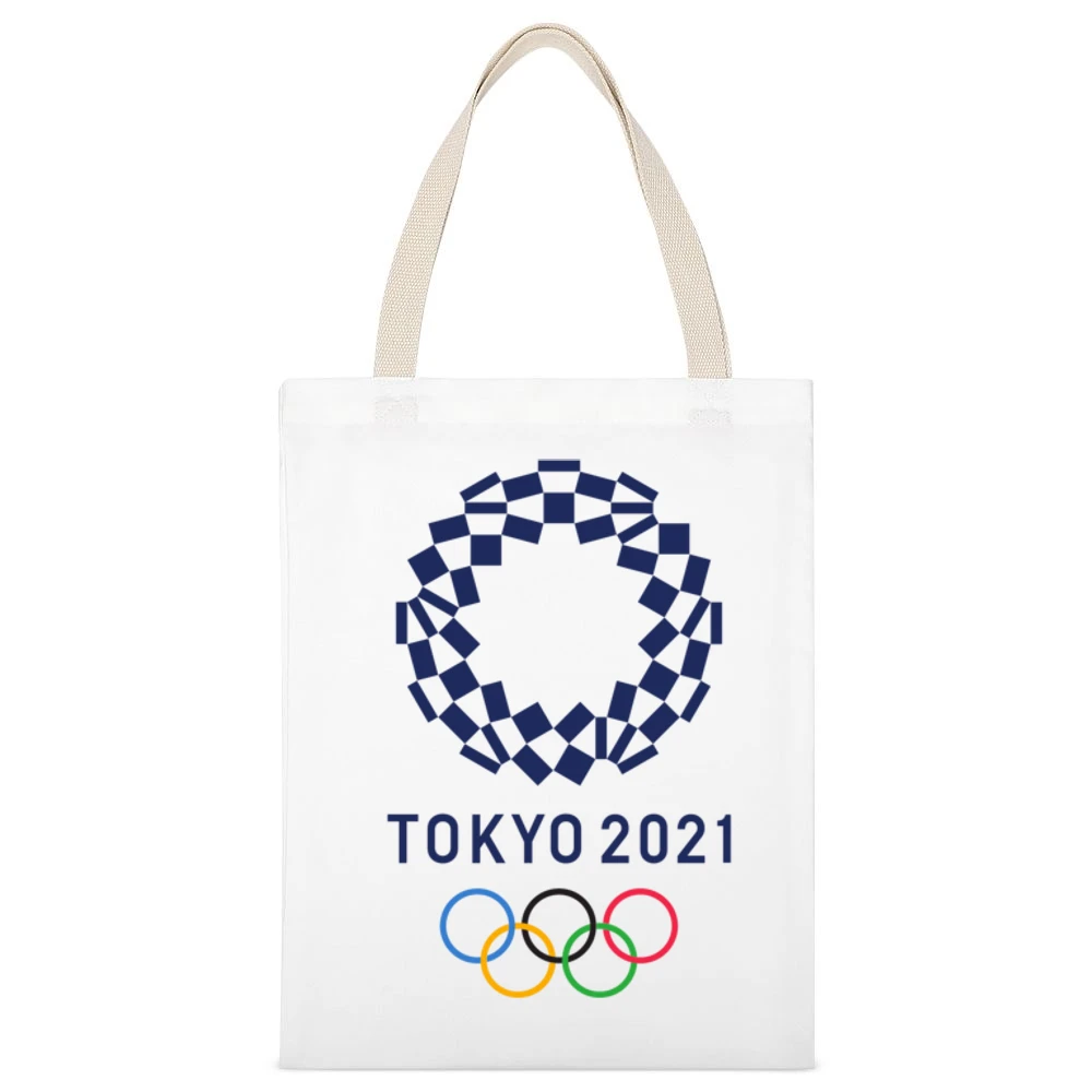 Tokyo Summer Olympic Games 2021 New Date Sports Fan White Canvas Tote Shopping Bag