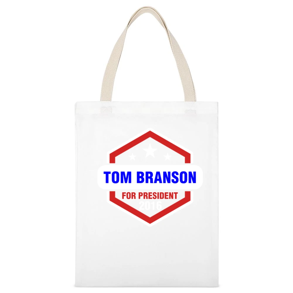 Tom Branson For President 2016 Downton Abbey TV Show White Canvas Tote Shopping Bag
